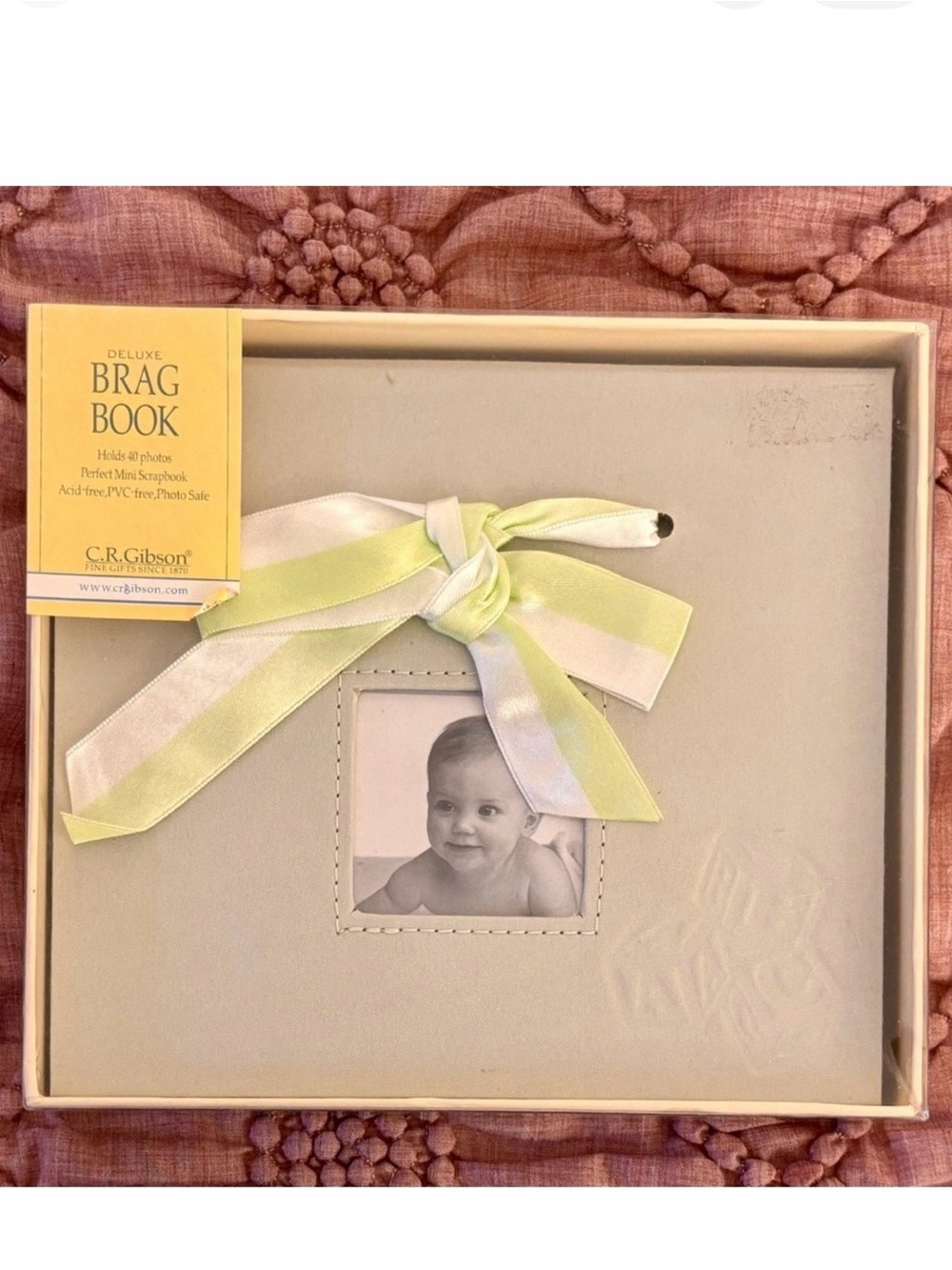 C.R. Gibson Deluxe Brag Book Green Ribbon 40 photos acid and PVC-free New in Box